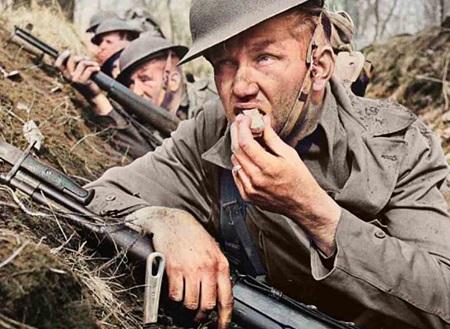 soldier eating