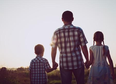 father and children