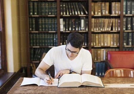 studying in library