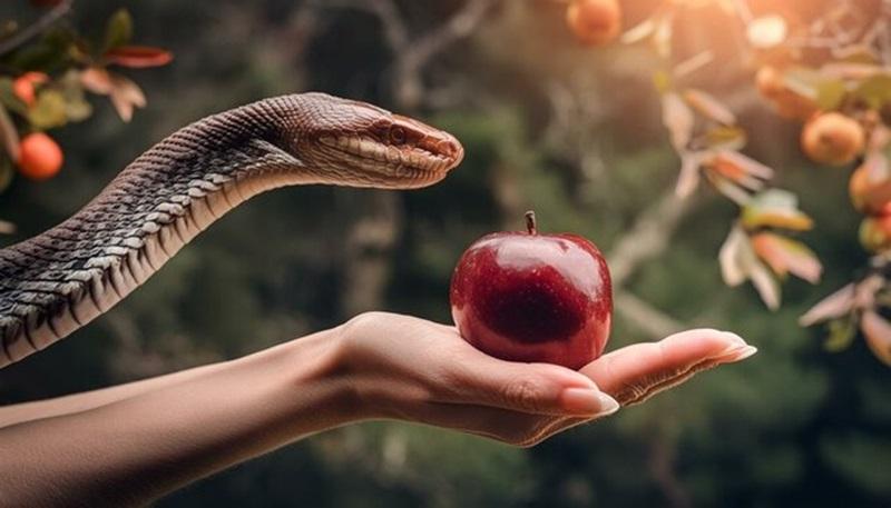 snake and apple