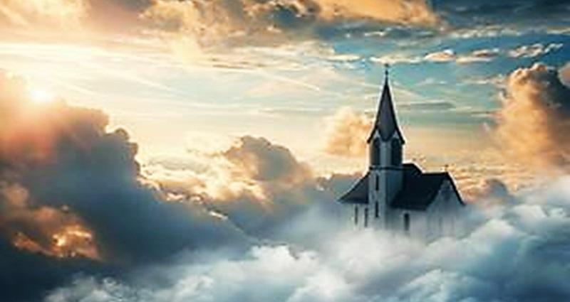 church in clouds