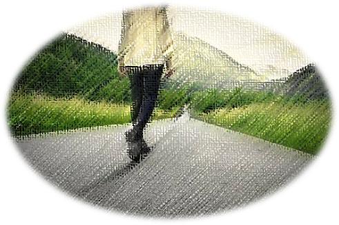 walking on long road